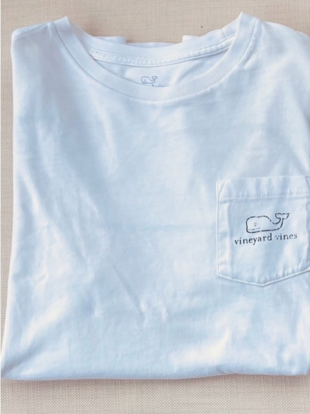 Vineyard Vines Kids White Pocket Tee with Whale Logo